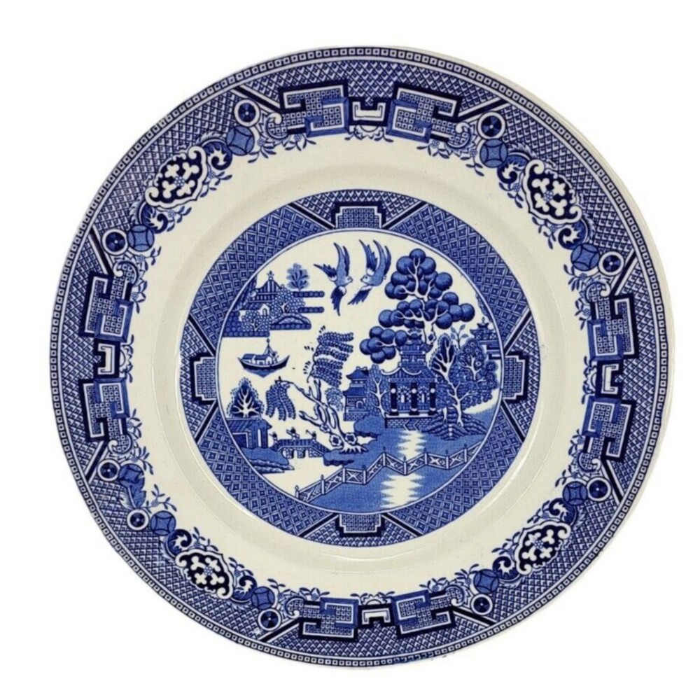 Antique Ridgway Willow North Staffordshire Blue White Plate Lawley England